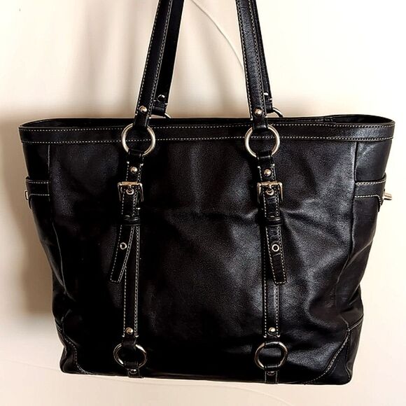 COACH♣️Black Leather Tote Bag - Picture 4 of 16
